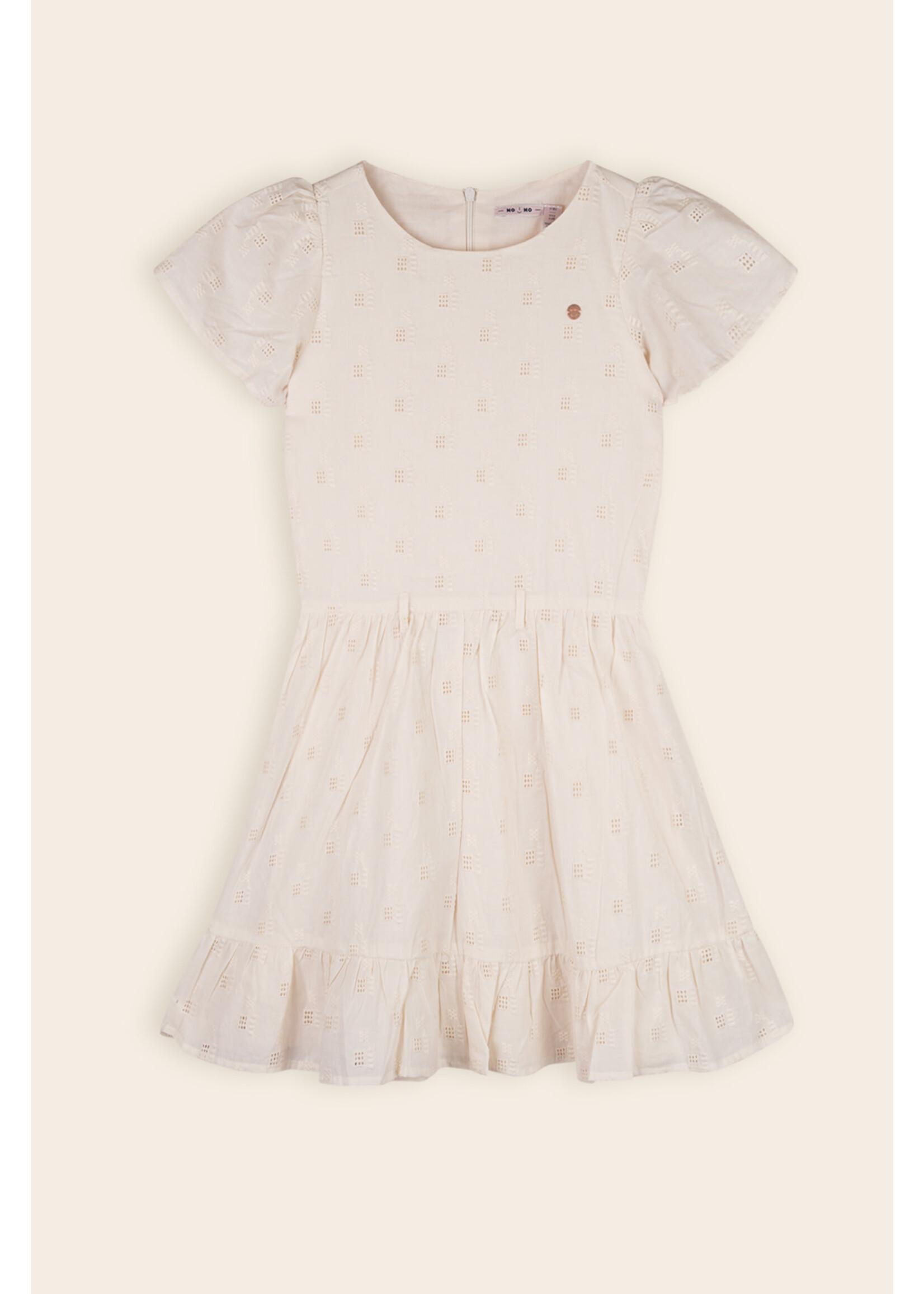 NoNo NoNo Mirabel Embroidered Cotton Dress N502-5811 Pearled Ivory