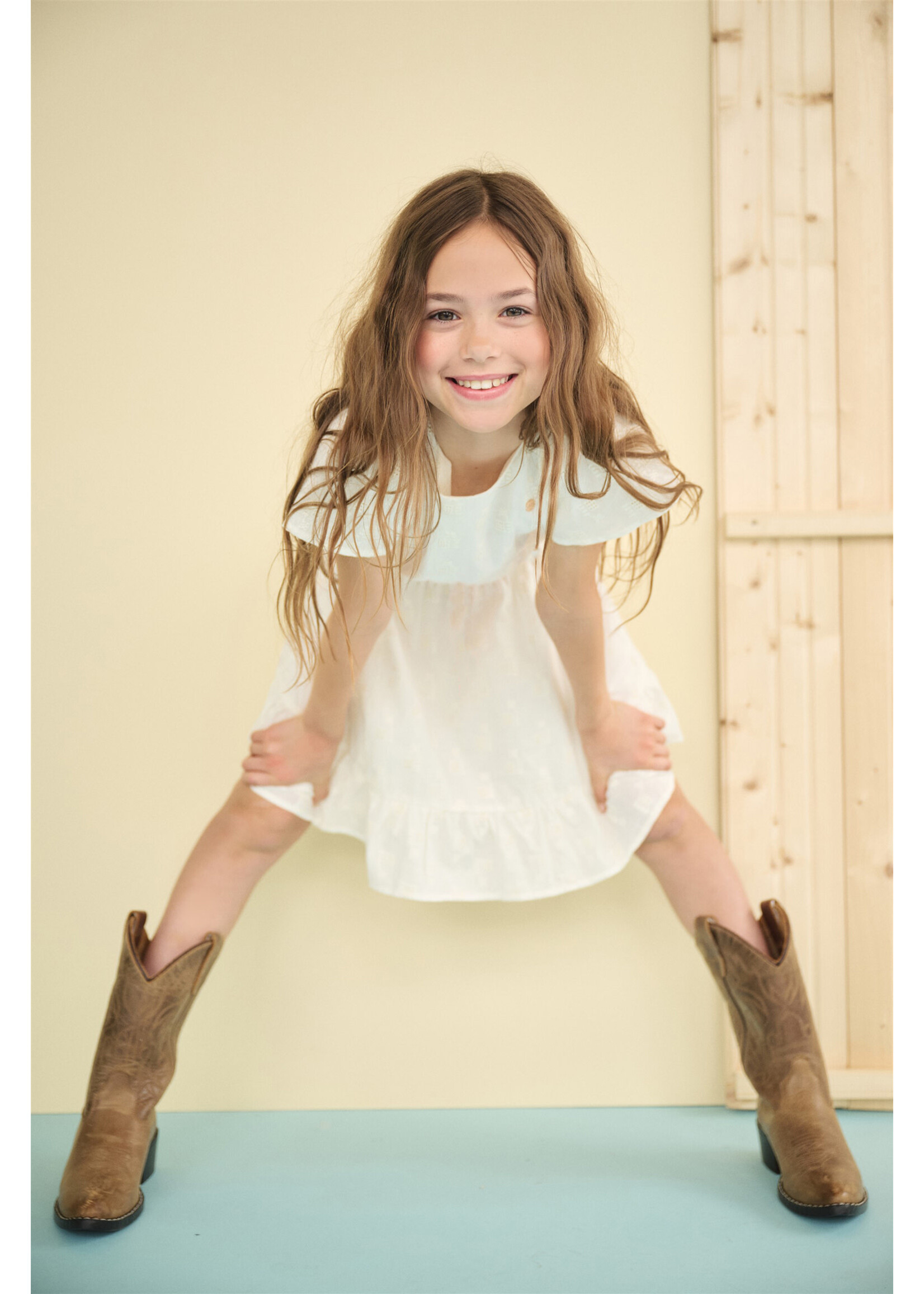 NoNo NoNo Mirabel Embroidered Cotton Dress N502-5811 Pearled Ivory