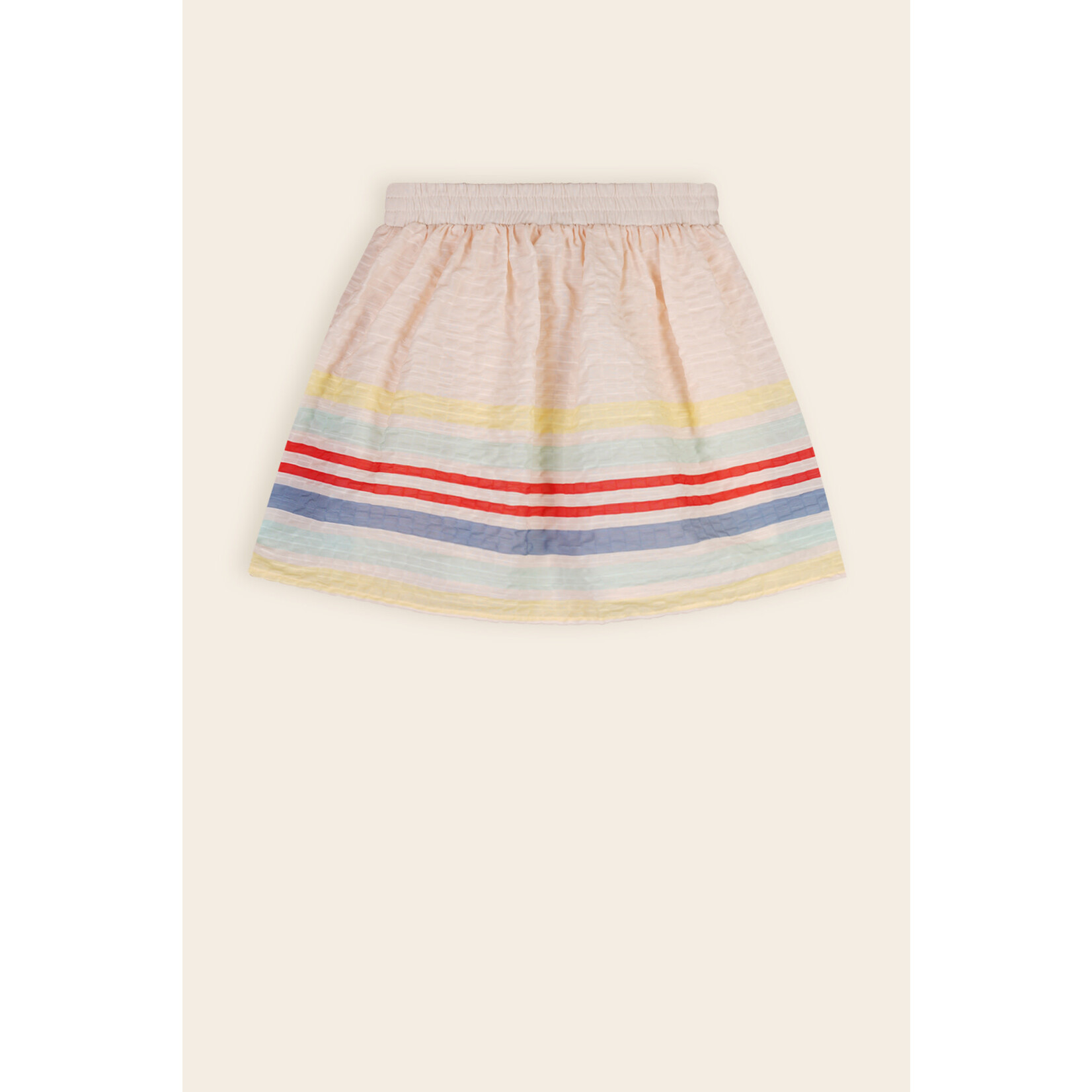 NoNo NoNo Norma Skirt with border print on seersucker N502-5708 Pearled Ivory