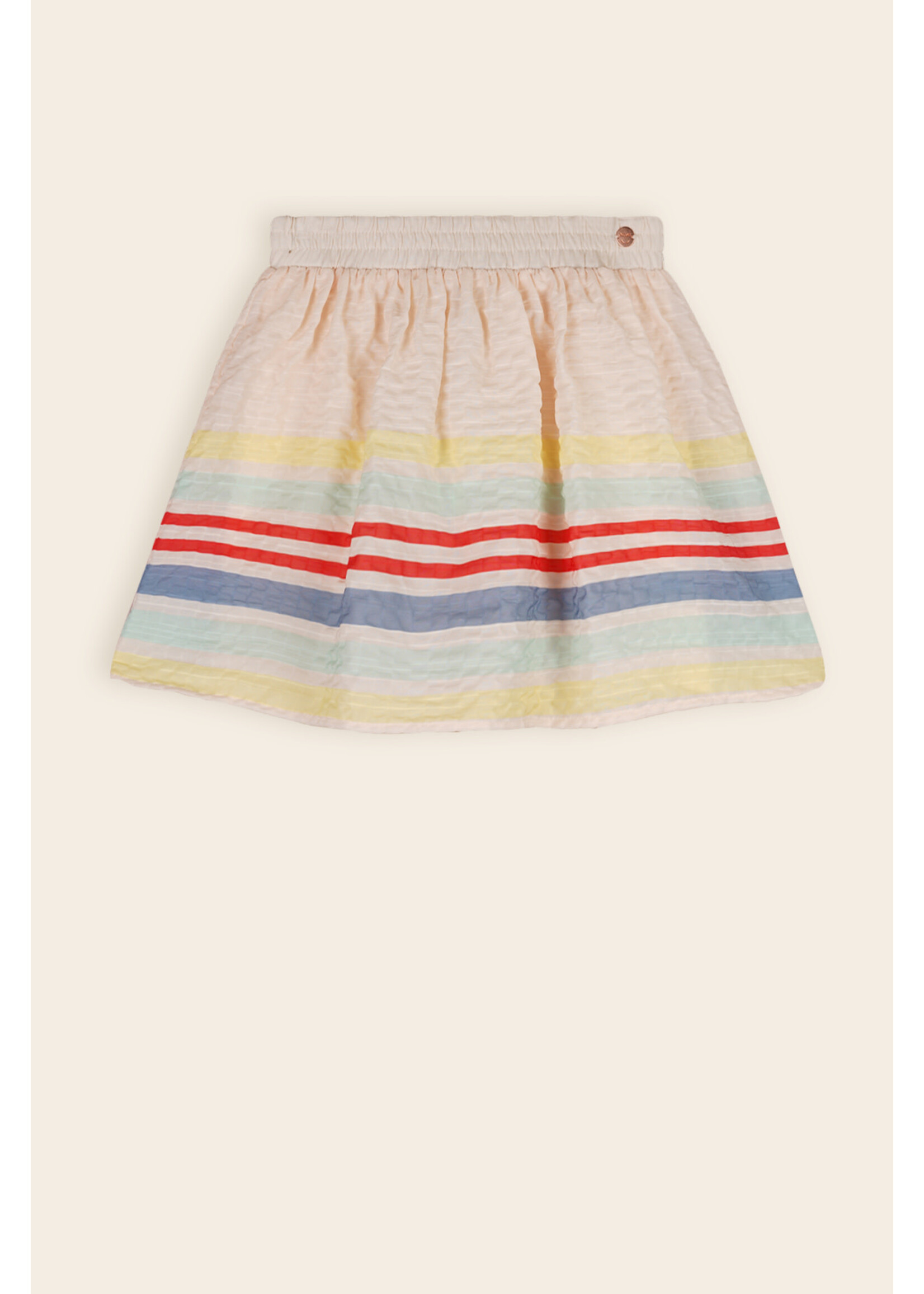 NoNo NoNo Norma Skirt with border print on seersucker N502-5708 Pearled Ivory