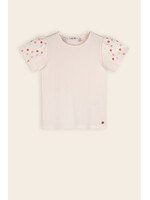 NoNo NoNo Kaby Structured Jersey top with embroidered sleeves N502-5406 Pearled Ivory