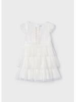 Mayoral Mayoral Pleated tulle dress Natural - 24 03912