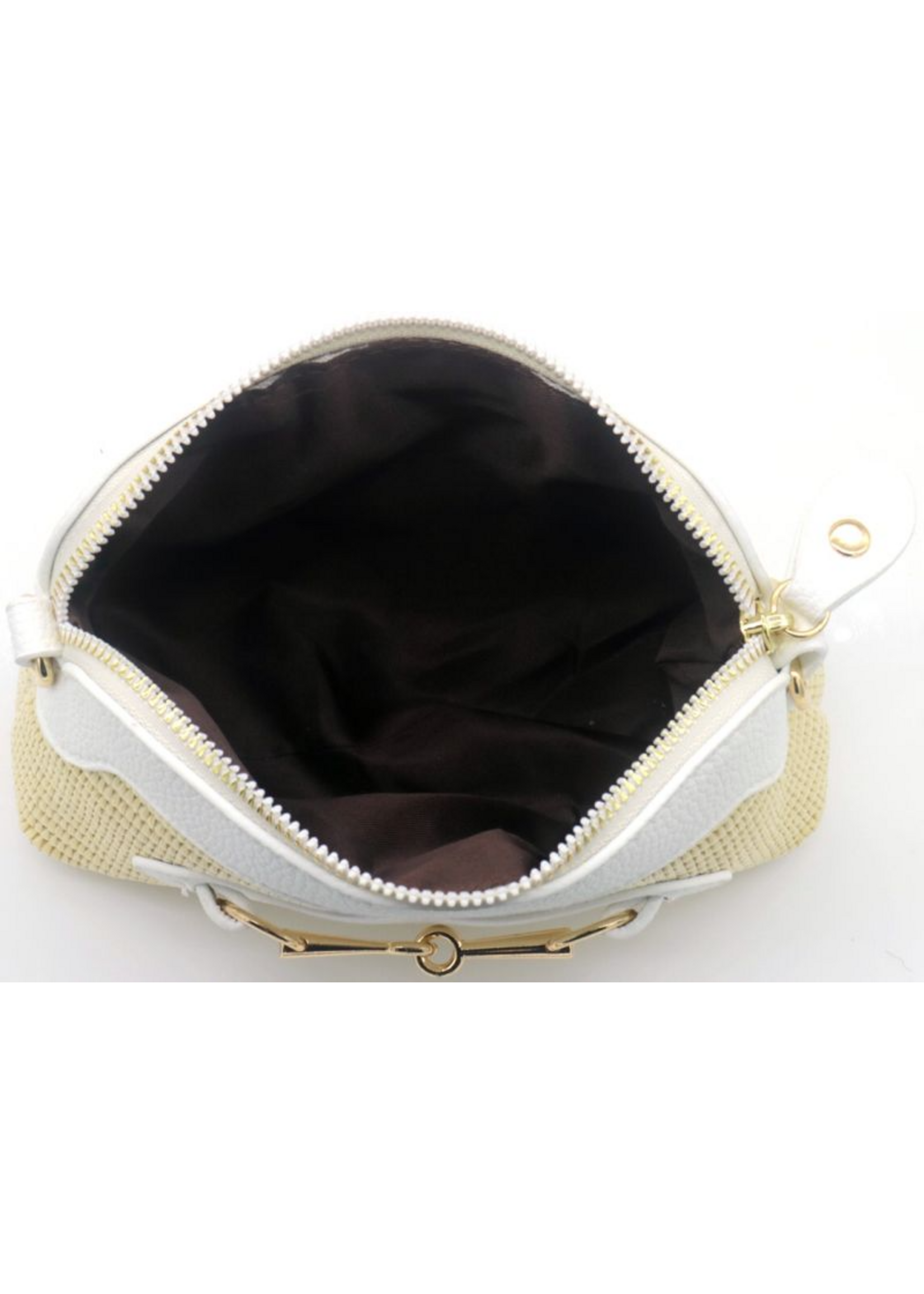 Tas beige /wit met goud detail en wit hengsel