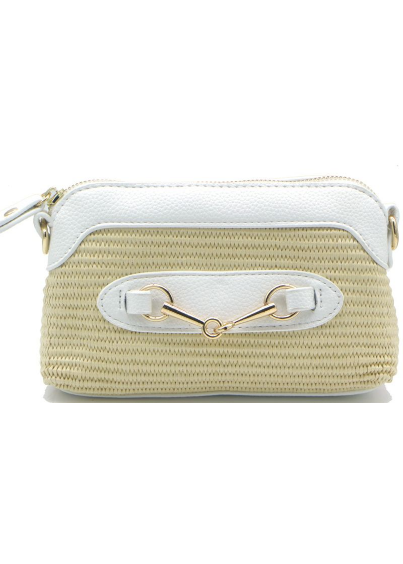 Tas beige /wit met goud detail en wit hengsel