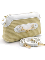 Tas beige /wit met goud detail en wit hengsel