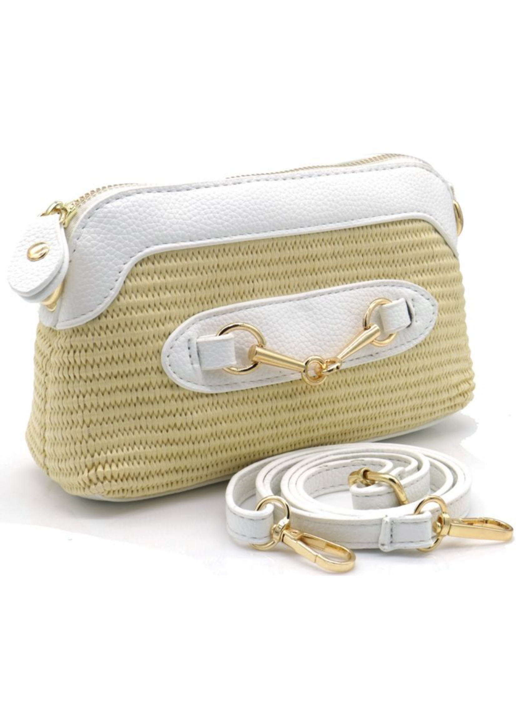 Tas beige /wit met goud detail en wit hengsel