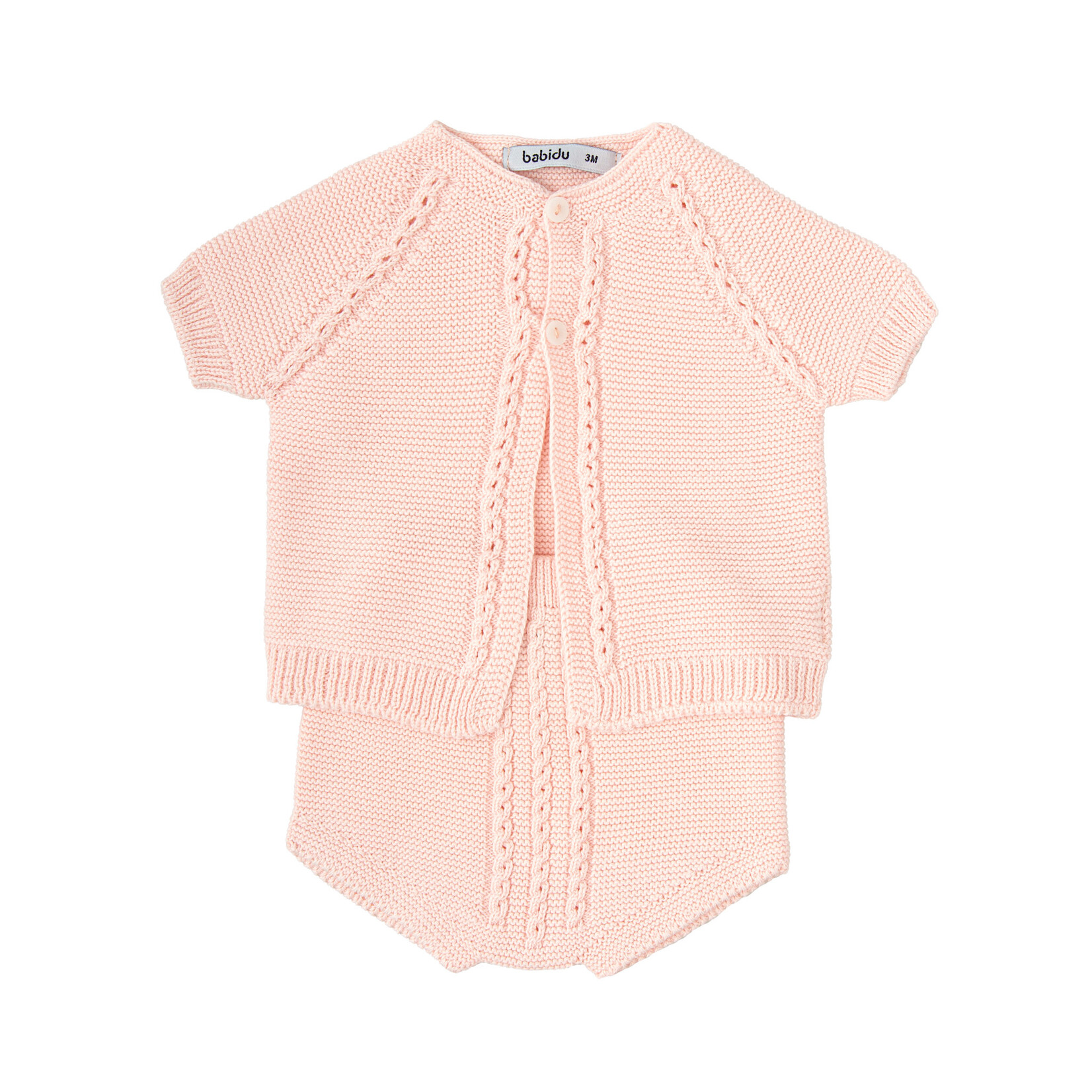 Babidu Babidu UNISEX KNITTED 100% COTTON JACKET+SHORTS PINK-41317