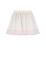 NoNo NoNo Norma Skirt with border print on seersucker N503-5708 Pearled Ivory