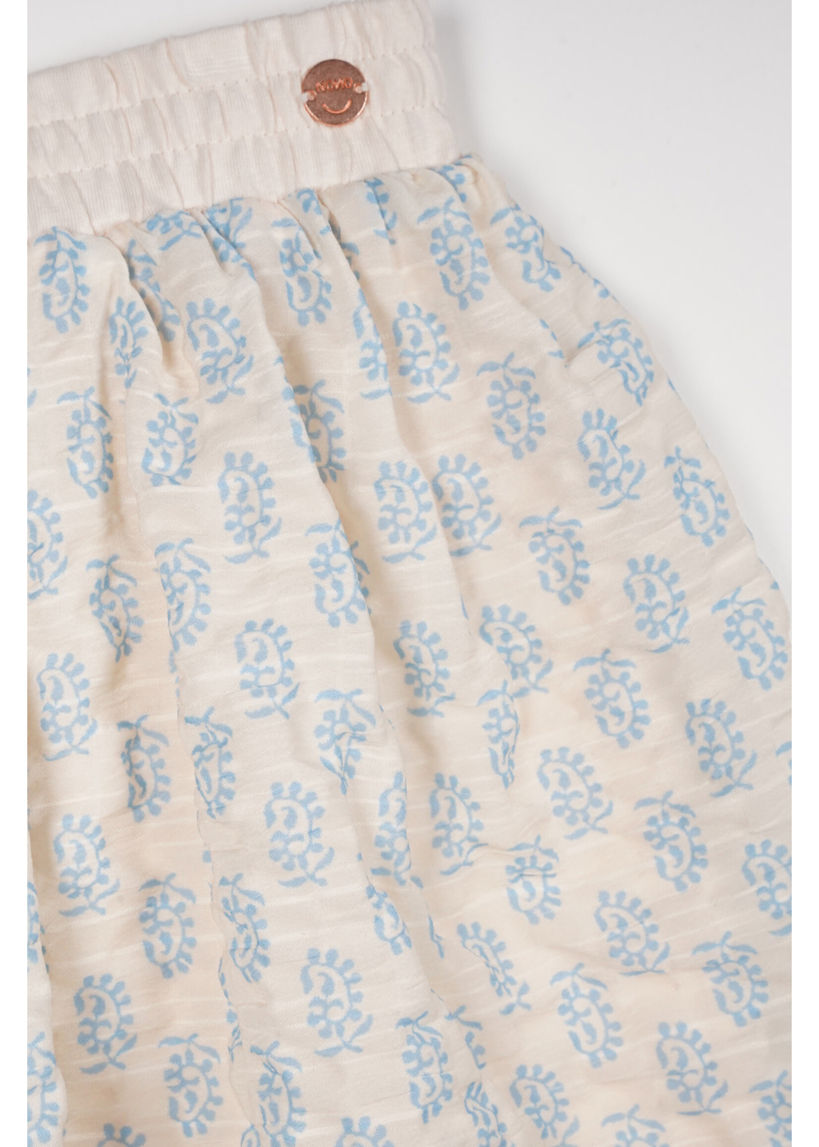 NoNo NoNo Norma Skirt with border print on seersucker N503-5708 Pearled Ivory
