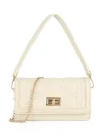 Tasje beige schoudertas met een gouden ketting