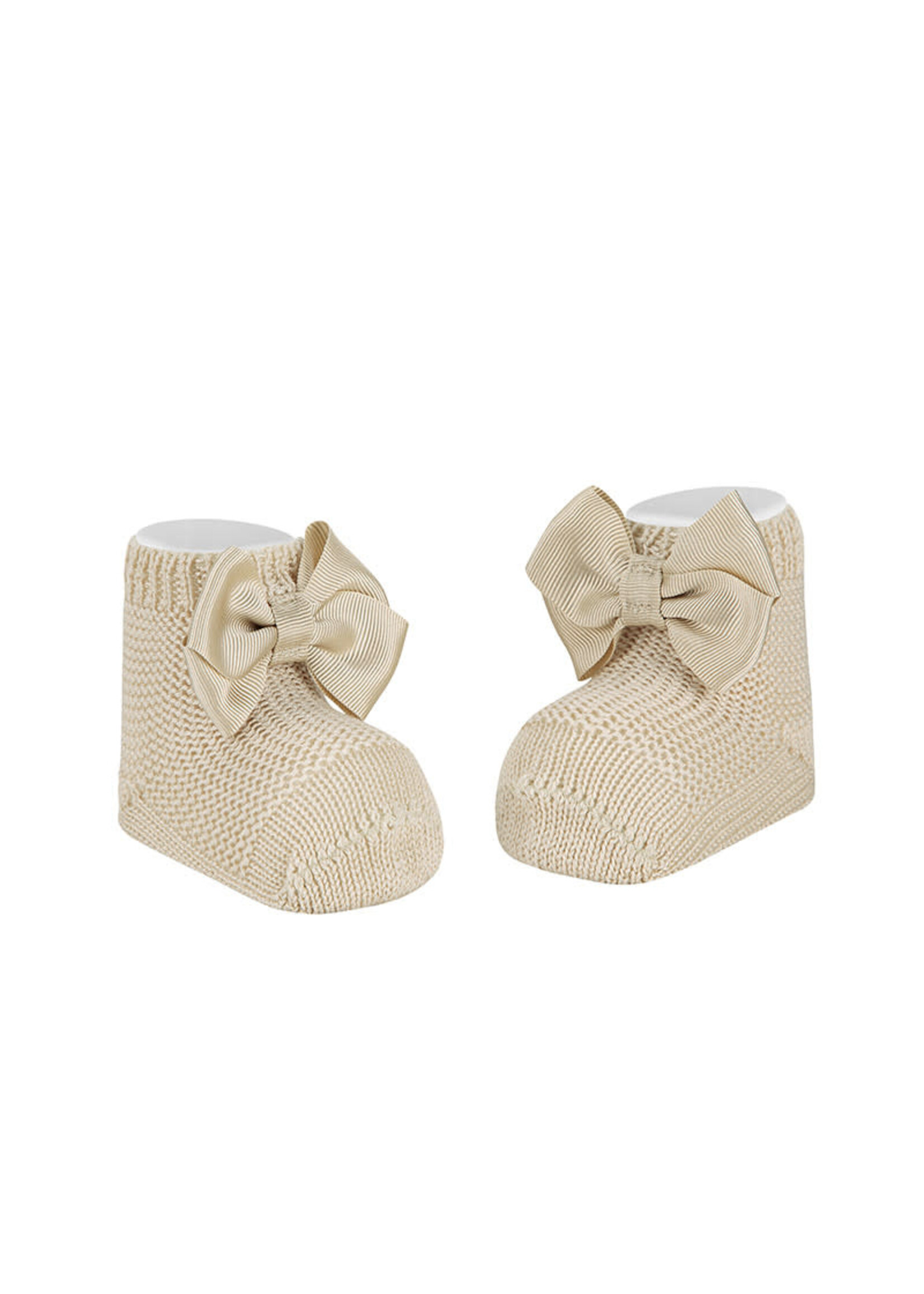 Condor Condor Sokjes beige met satijnen strikken