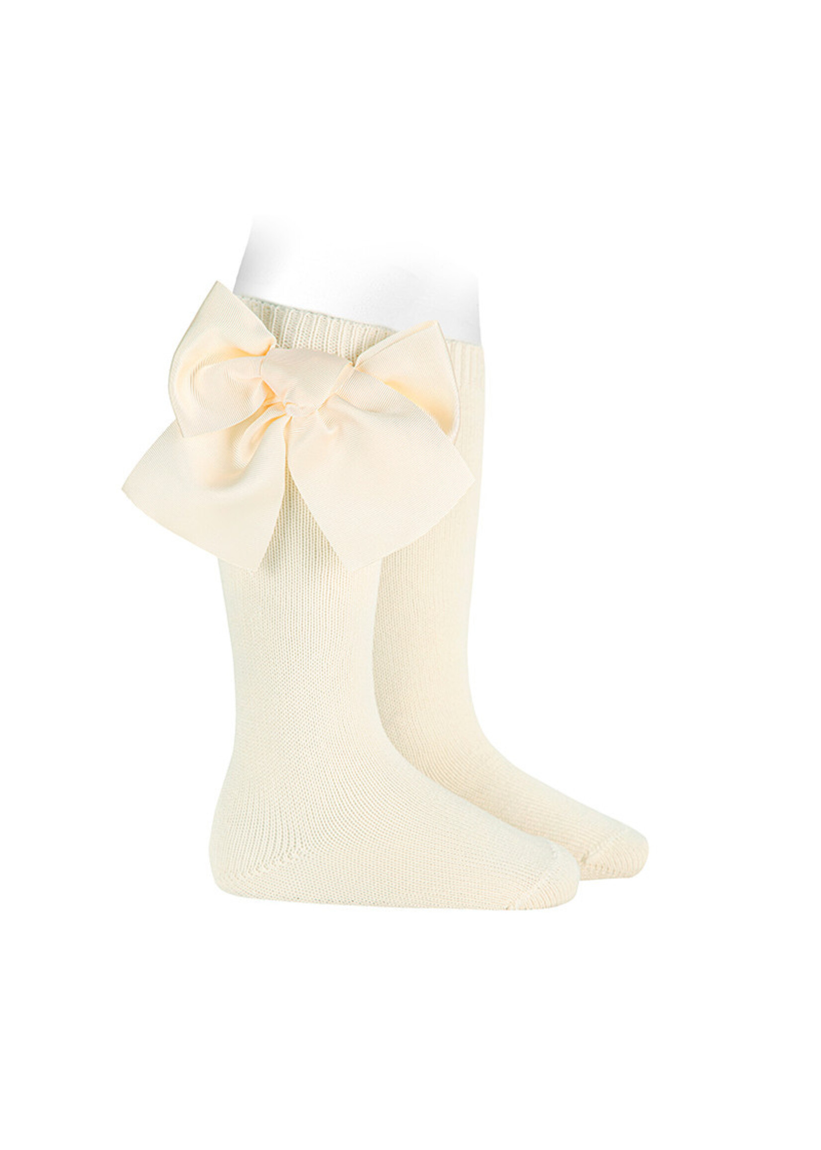 Condor Condor Kniekousen off white 303 met extra grote strikken