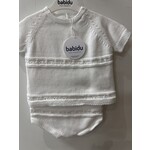 Babidu Babidu UNISEX 100% COTTON, KNITTED T-SHIRT+SHORTS WHITE-40316