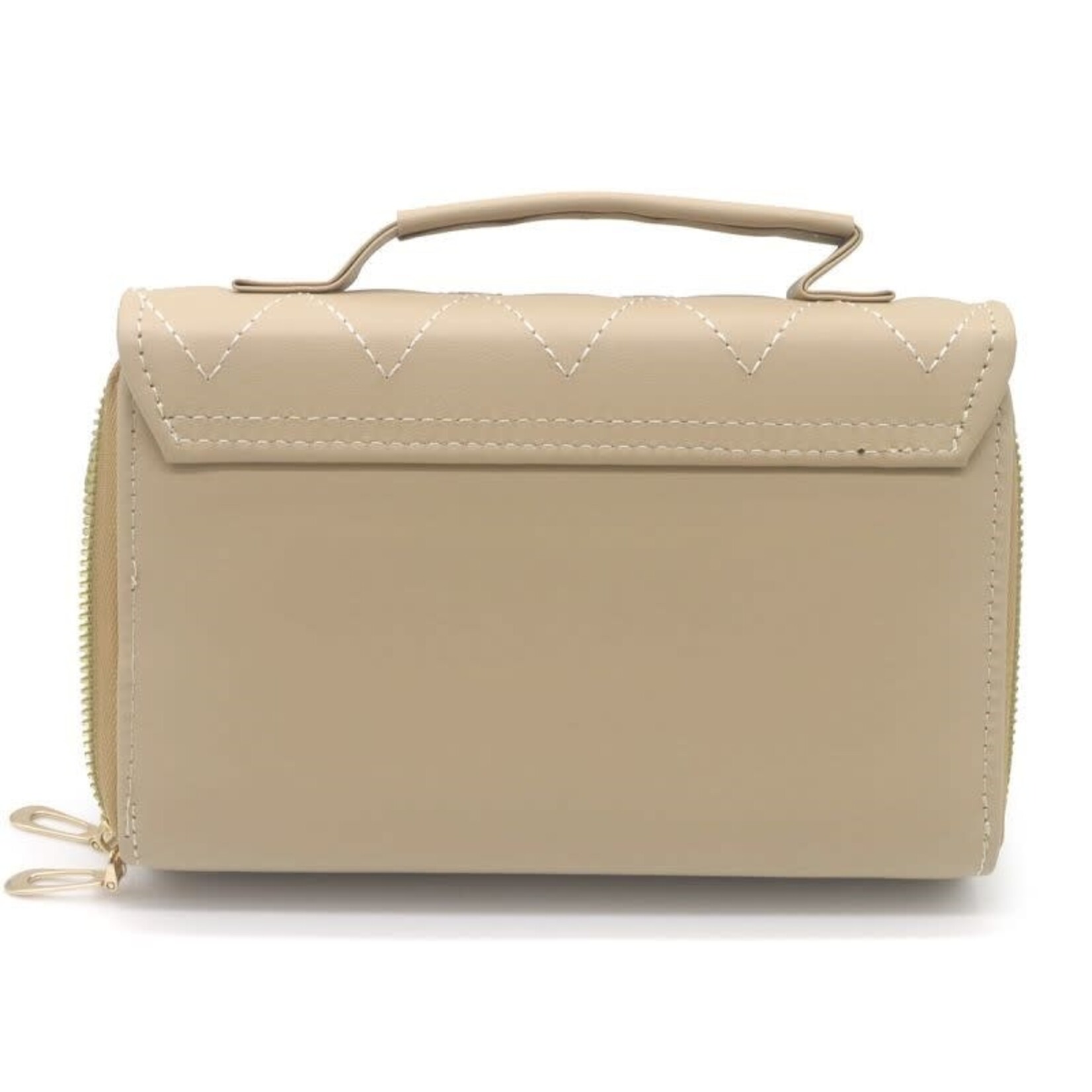 Tasje donker beige met breed hengsel