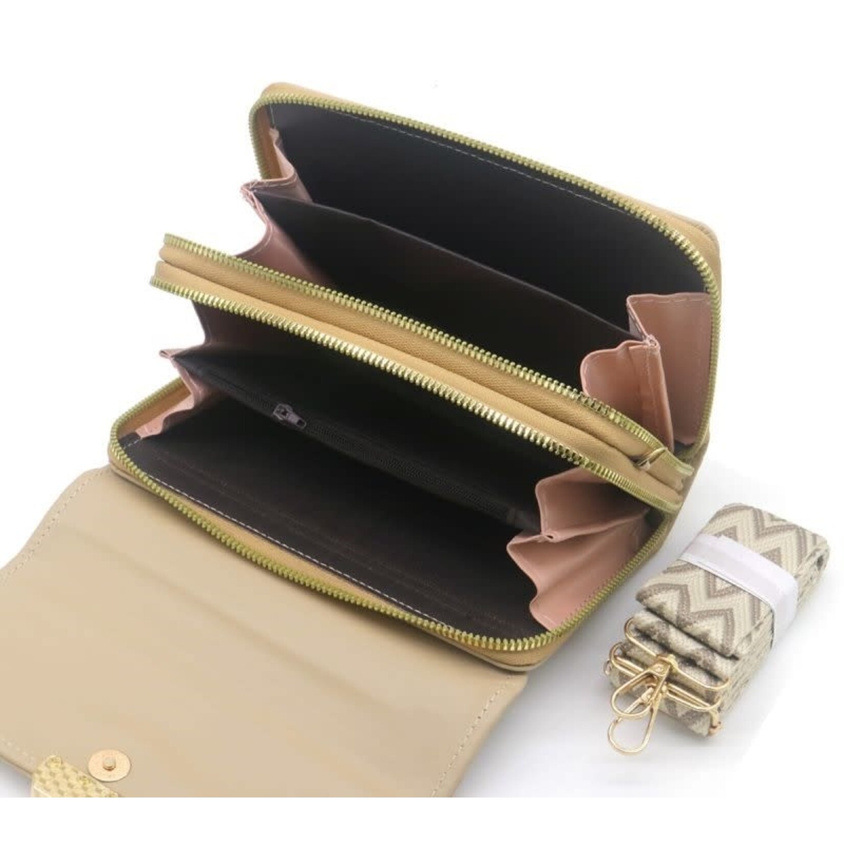 Tasje donker beige met breed hengsel