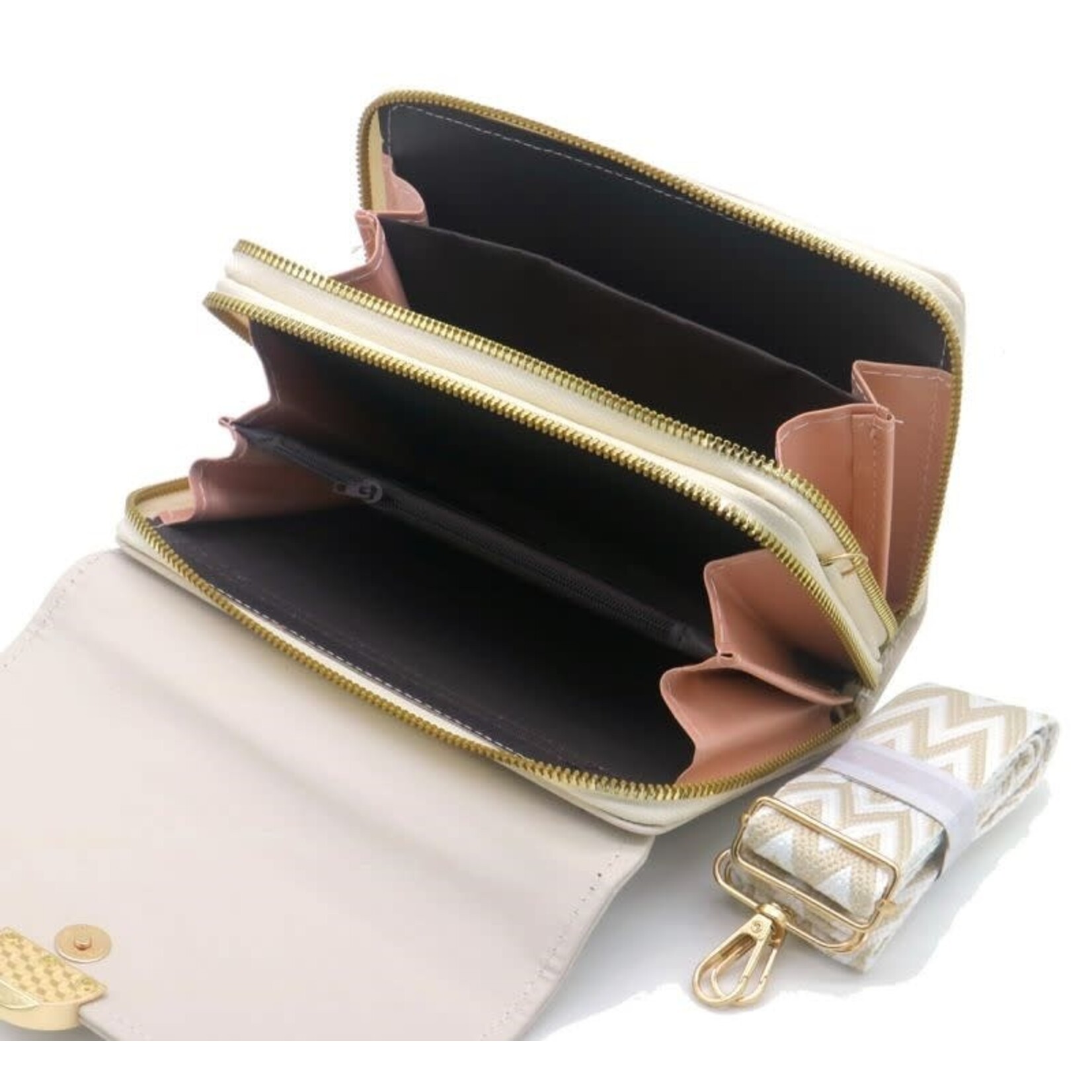 Tasje off white met breed hengsel
