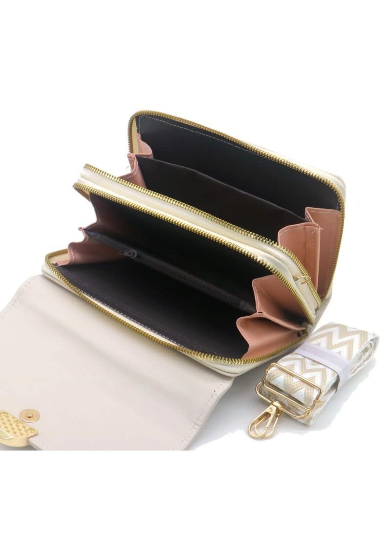 Tasje off white met breed hengsel