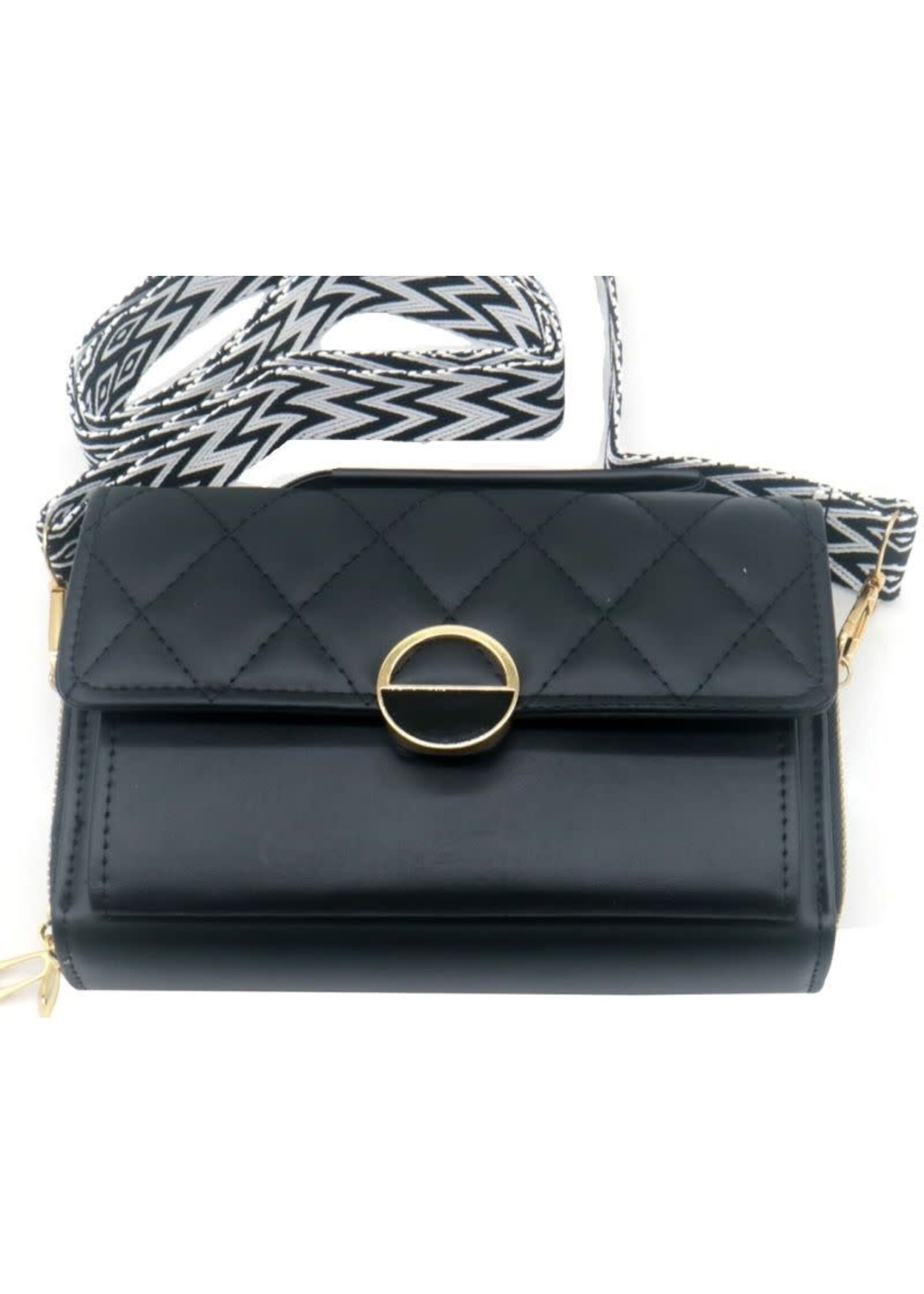 Tasje zwart met breed hengsel