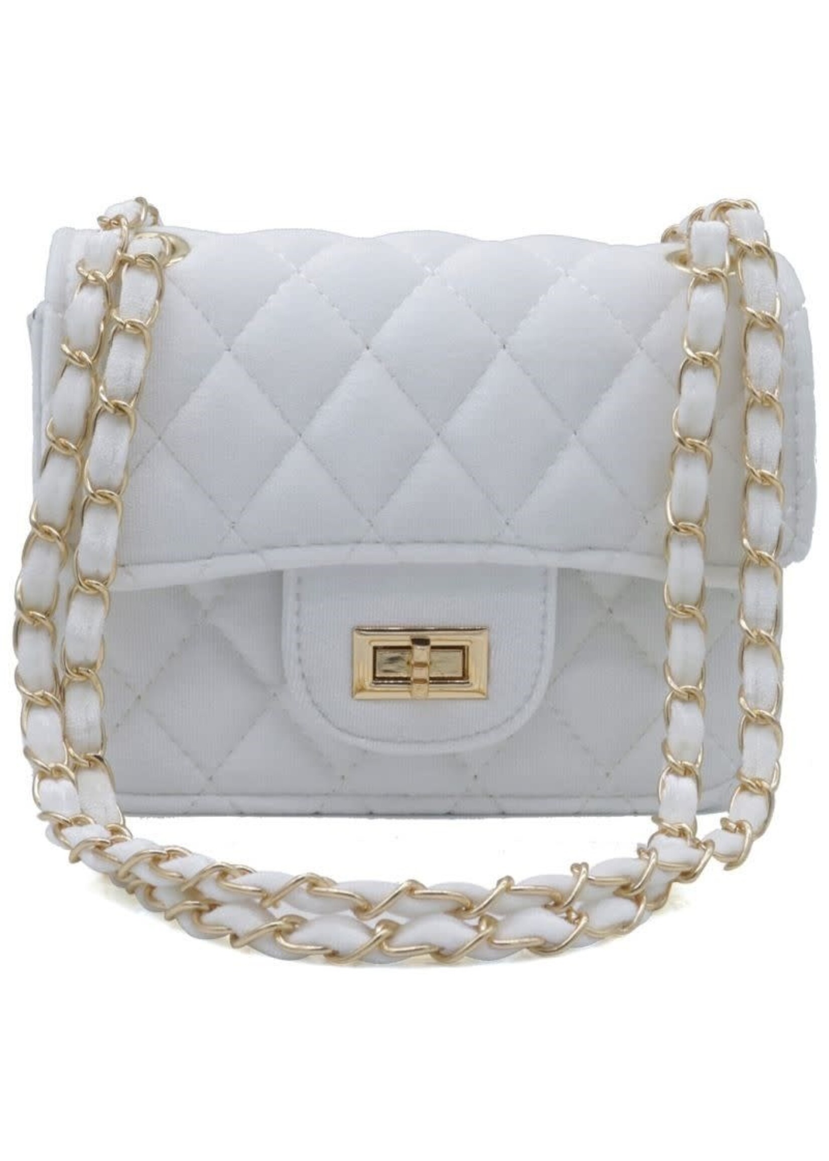 Tasje Velvet wit met gouden hengsel