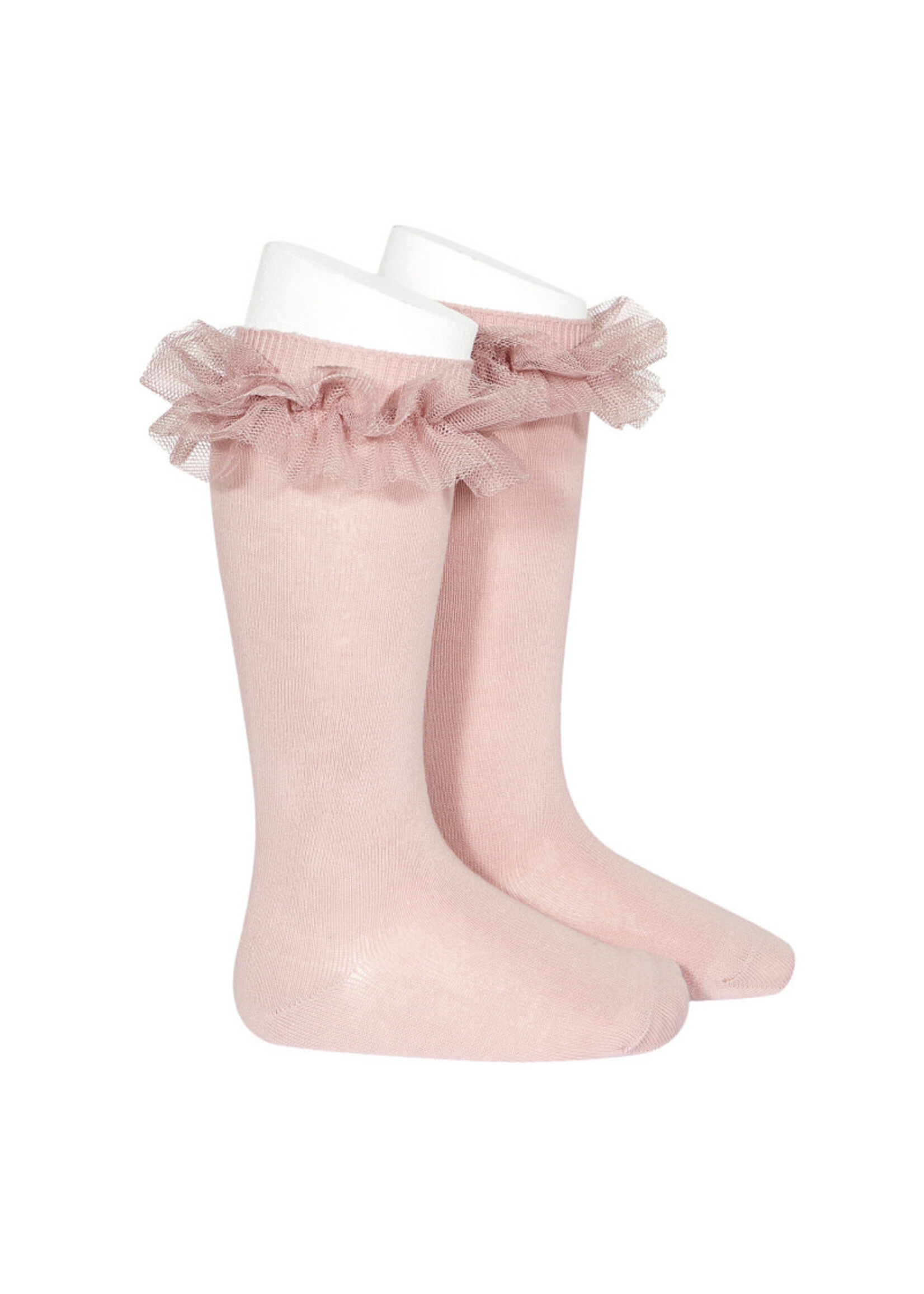 Condor Condor Kniekousen oud roze met tuille rand