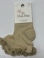 Meia Pata Meia Pata Short Socks With Lace and Pearl Botton 33 Gold Lurex 33