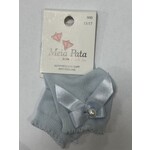 Meia Pata Meia Pata Peaked Short Socks With Satin Bow and Pearl Botton 11 Baby Blue