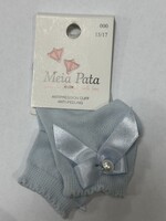 Meia Pata Meia Pata Peaked Short Socks With Satin Bow and Pearl Botton 11 Baby Blue