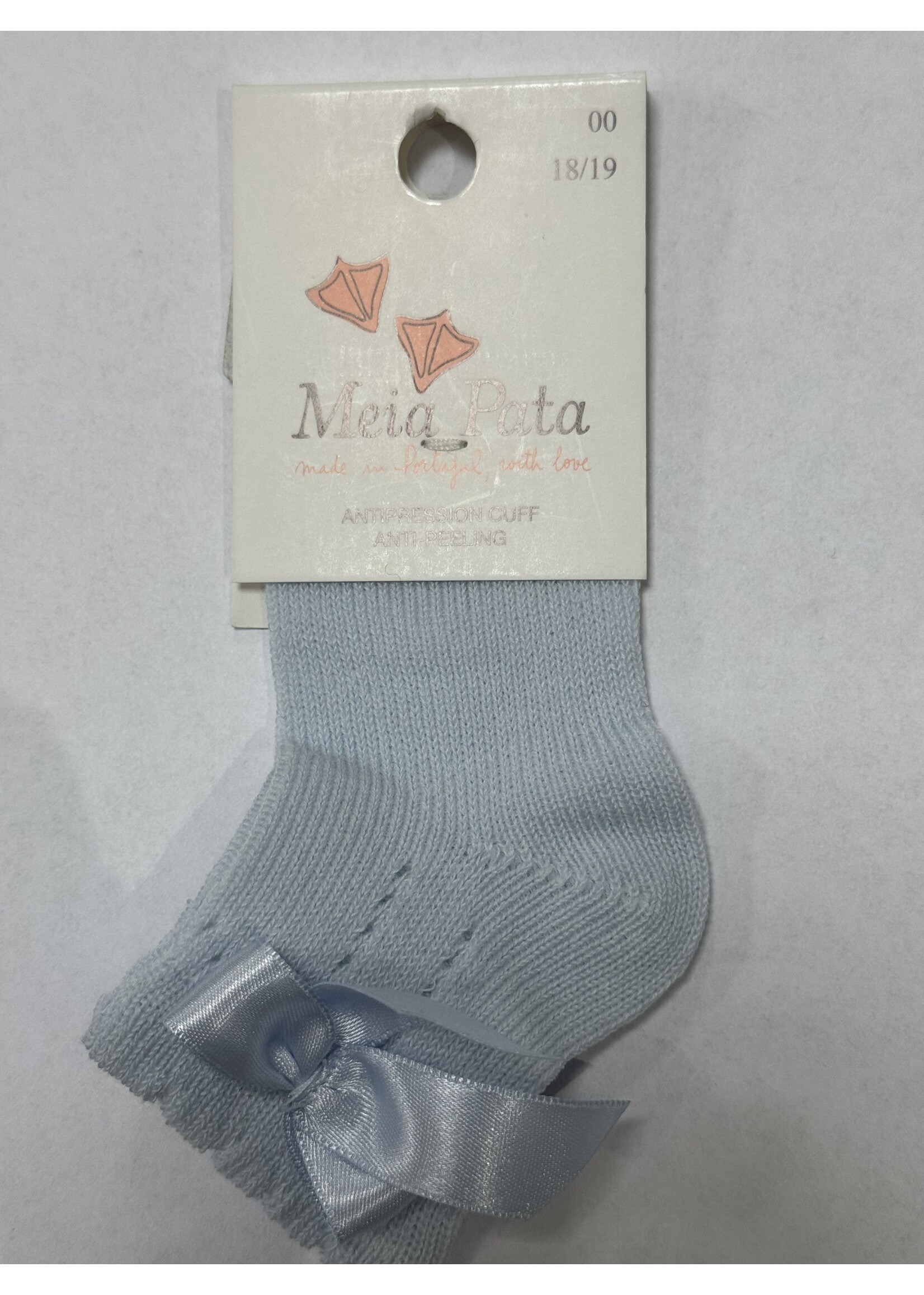Meia Pata Meia Pata Short Socks Perle Satin Bow 11 Baby Blue