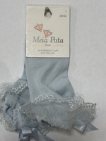Meia Pata Meia Pata Peaked Short Socks With Tule and Satin Bow Back 11 Baby Blue
