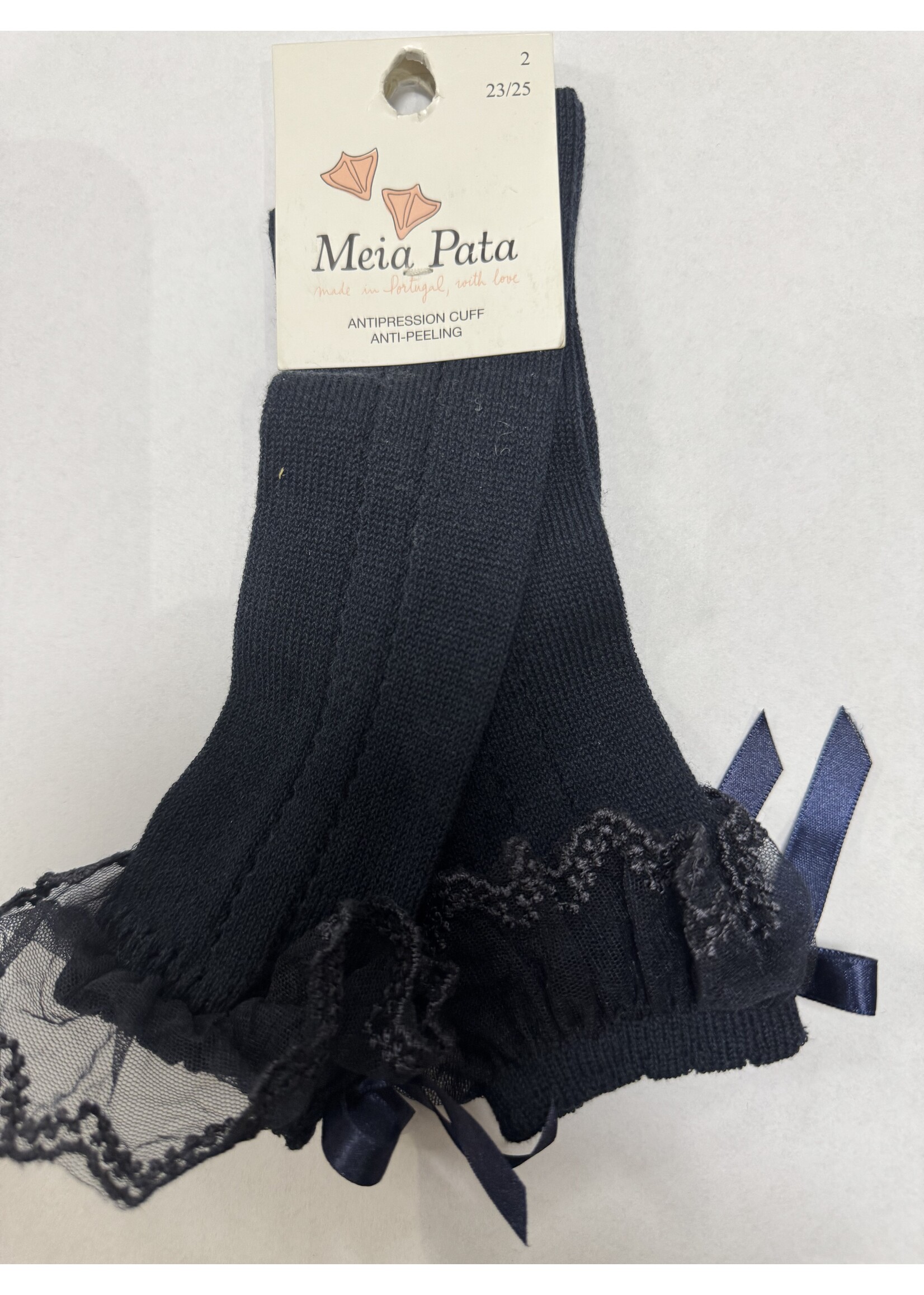 Meia Pata Meia Pata Perle Kneesocks With Tule and Satin Bow Back 14 Navy Blue