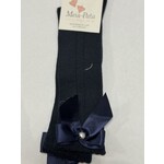 Meia Pata Meia Pata Perle Kneesocks with Satin Bow and Pearl Botton 14 Navy Blue