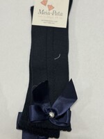Meia Pata Meia Pata Perle Kneesocks with Satin Bow and Pearl Botton 14 Navy Blue