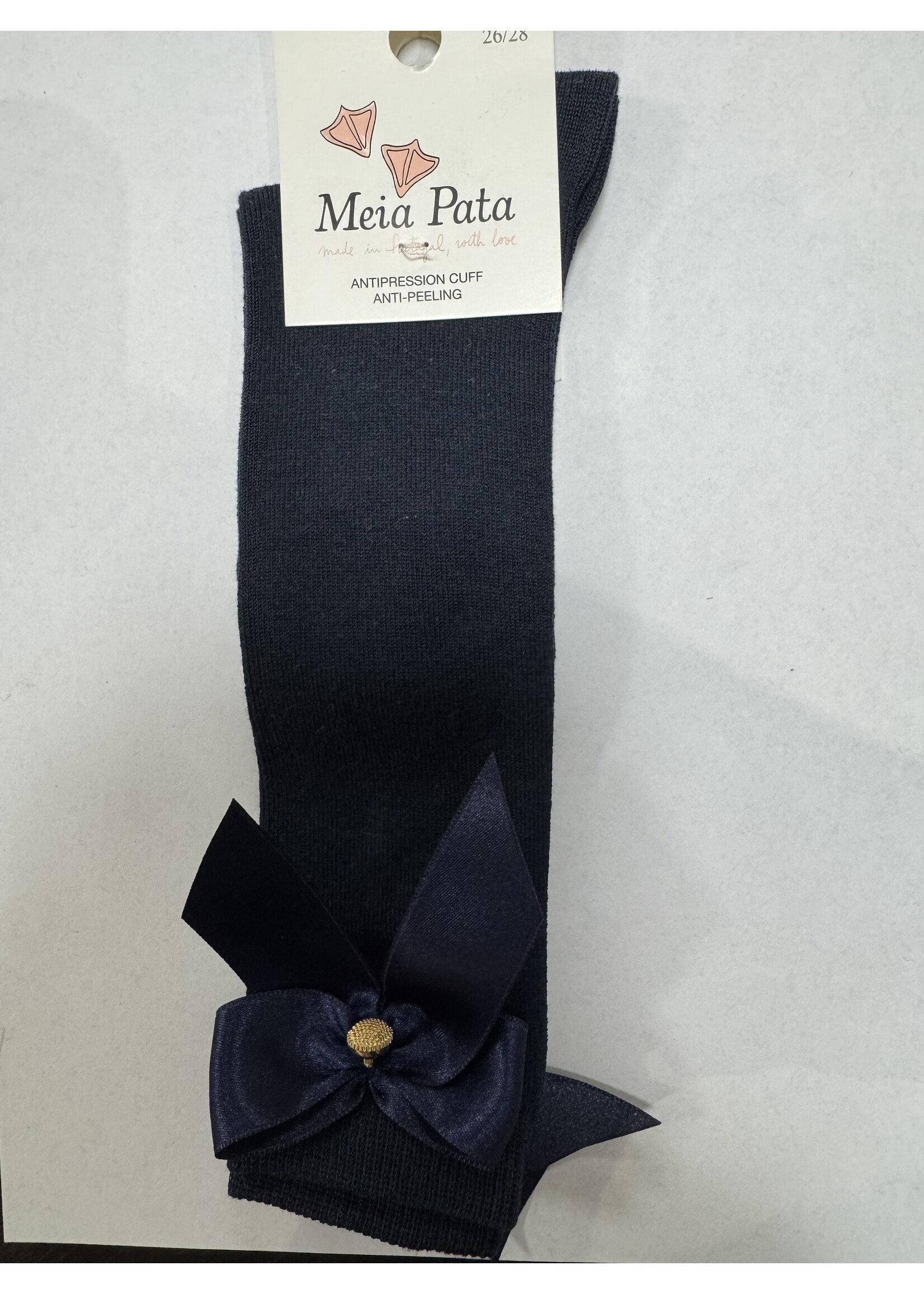 Meia Pata Meia Pata Kneesocks With Satin Bow and Gold Botton 14 Navy Blue