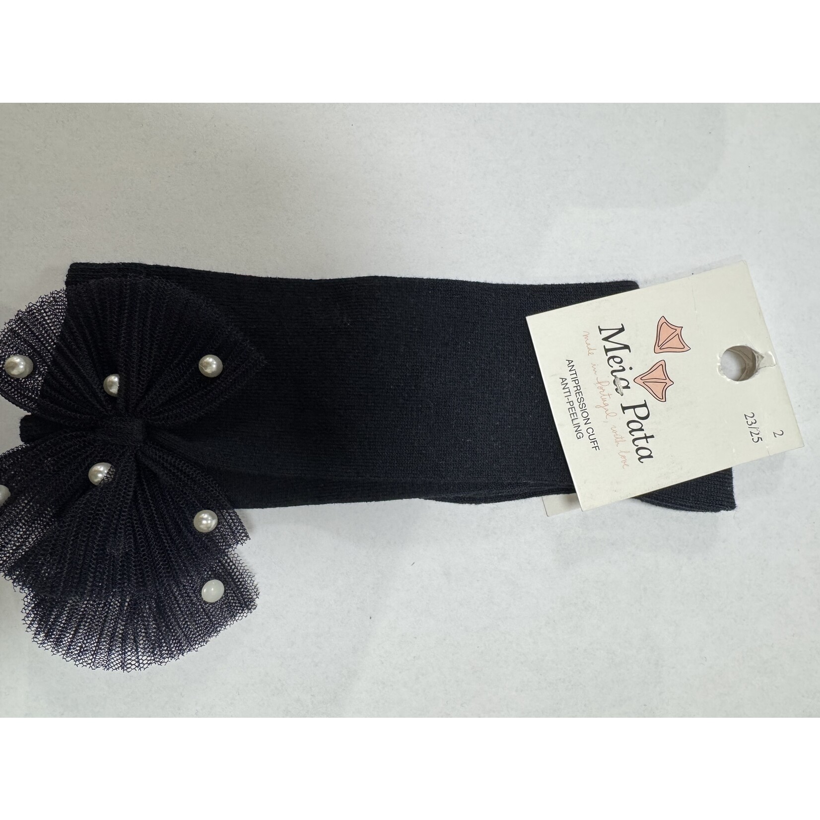 Meia Pata Meia Pata Kneesocks With Tule Bow With Pearls 14 Navy Blue