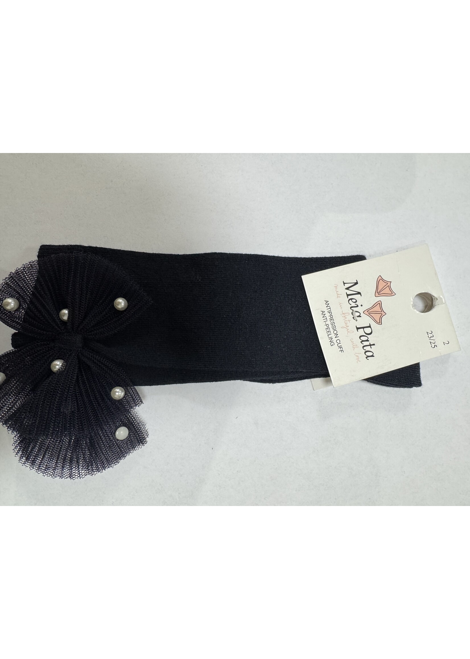 Meia Pata Meia Pata Kneesocks With Tule Bow With Pearls 14 Navy Blue
