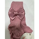 Meia Pata Meia Pata Tights Dark Pink With dubble Satin Bow