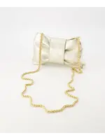 Teatro Leer Tasje  strik goud met goud ketting hengsel