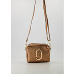 Leer Tasje cognac metalic met goud detail