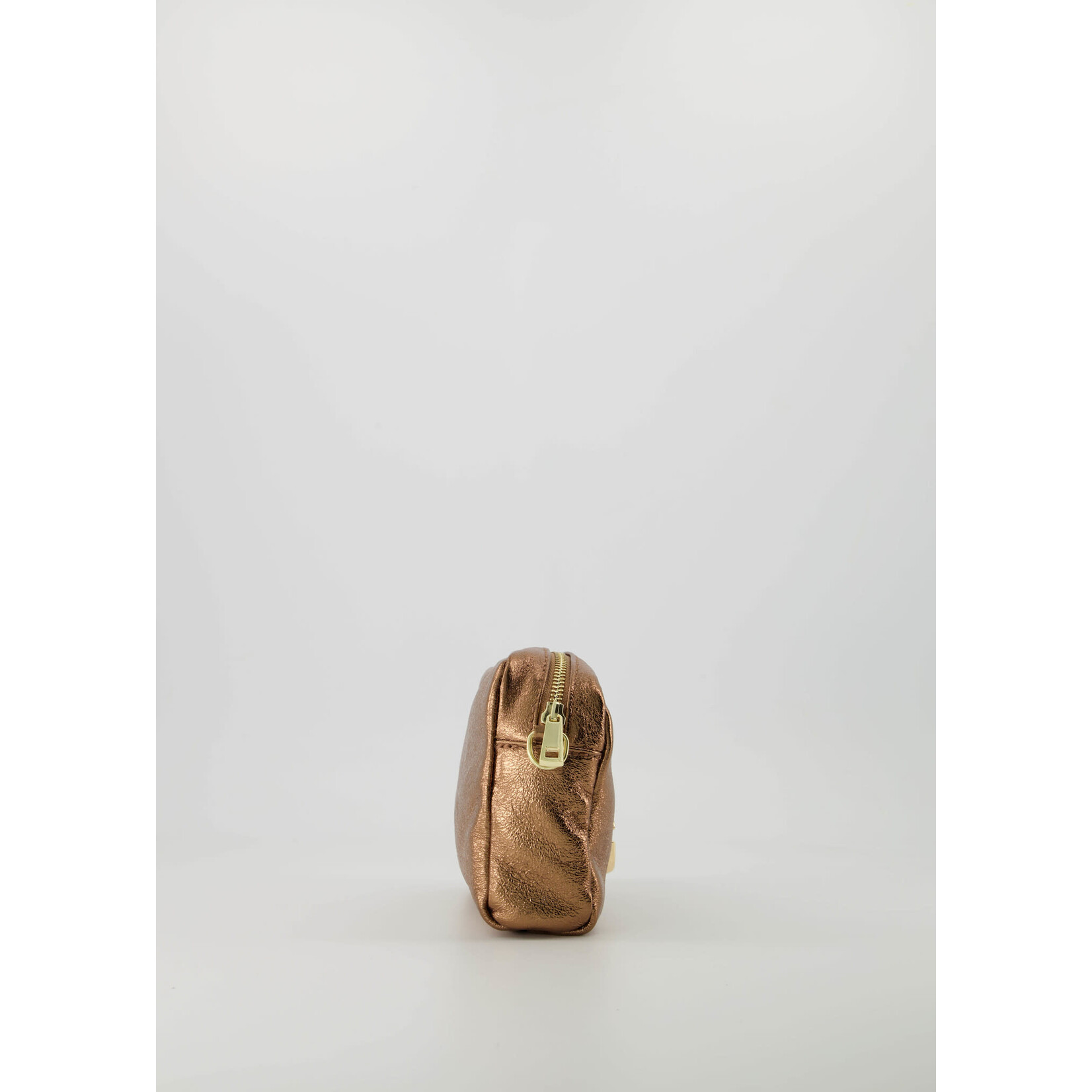 Leer Tasje cognac metalic met goud detail