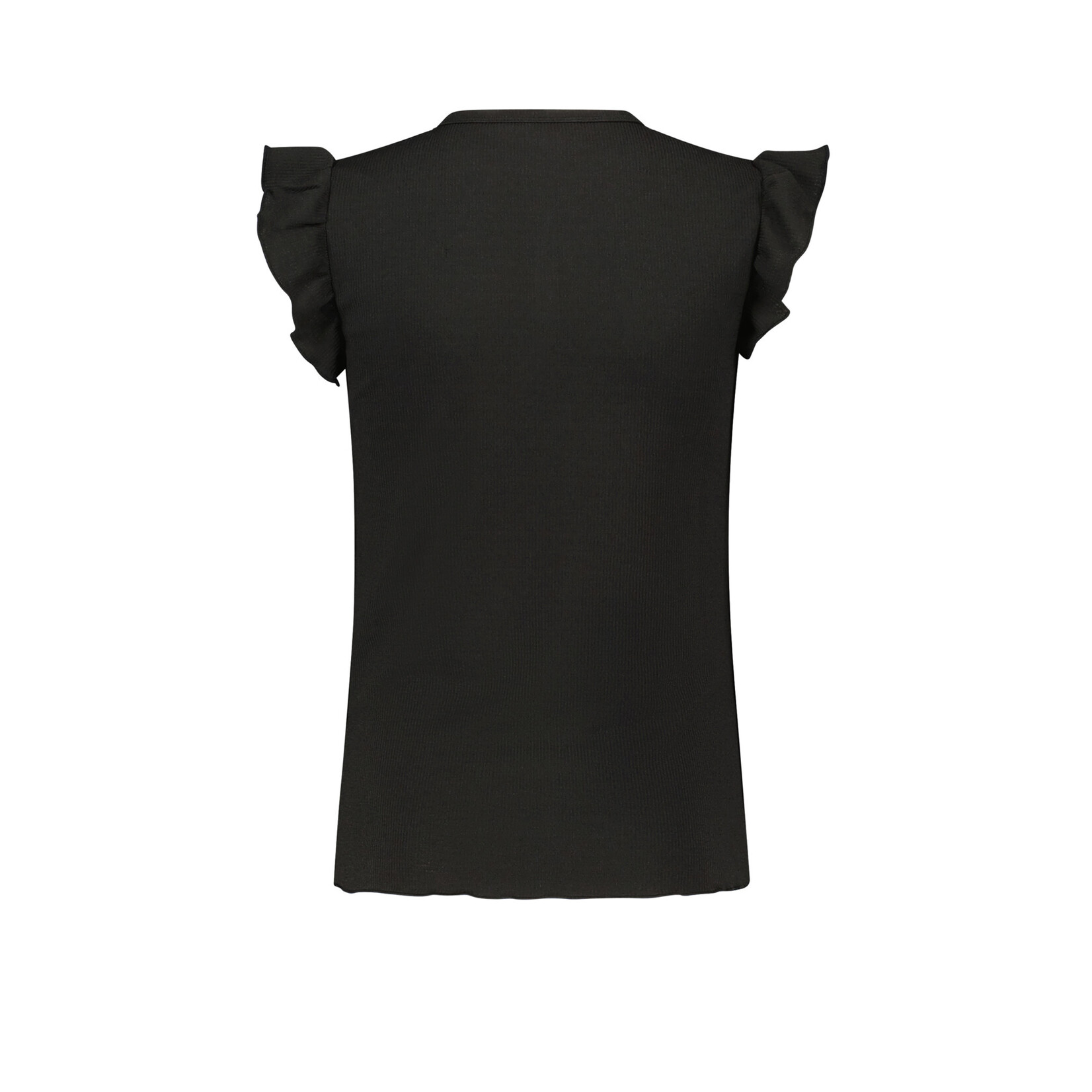 Nobell Nobell Kiss rib jersey top cap sleeve with v-neck and 3 buttons at front Q302-3405 Jet Black
