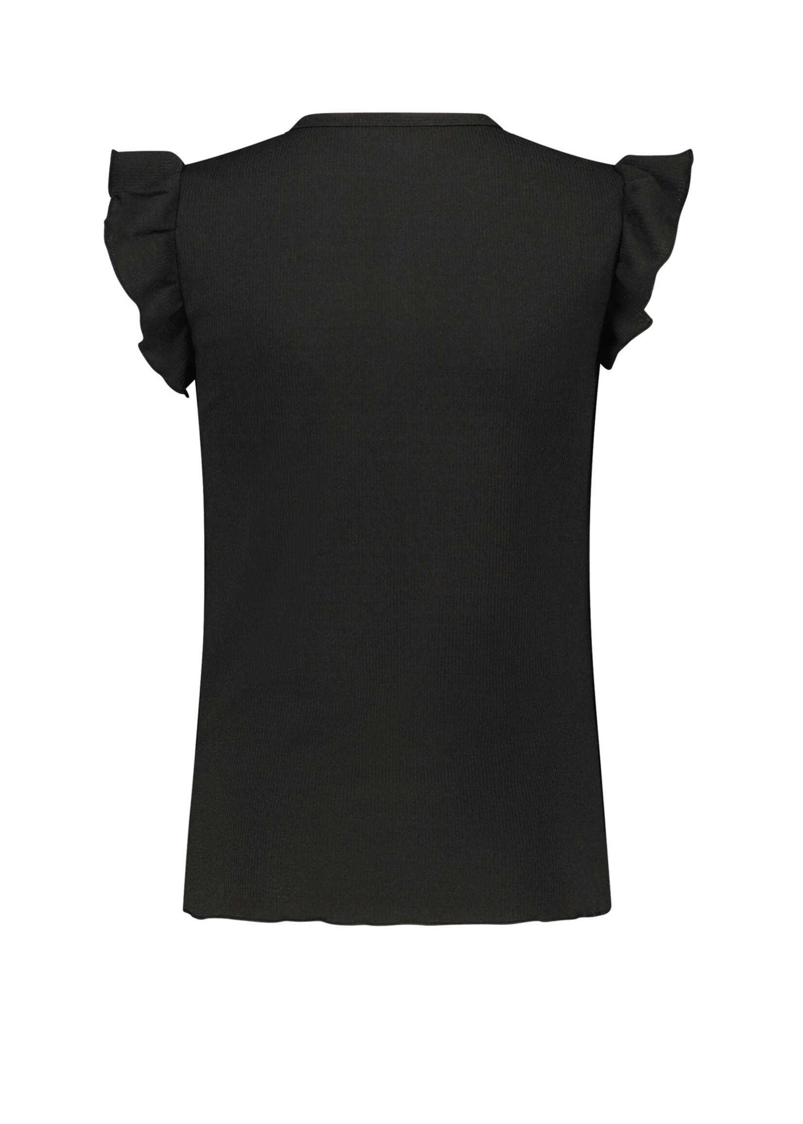 Nobell Nobell Kiss rib jersey top cap sleeve with v-neck and 3 buttons at front Q302-3405 Jet Black