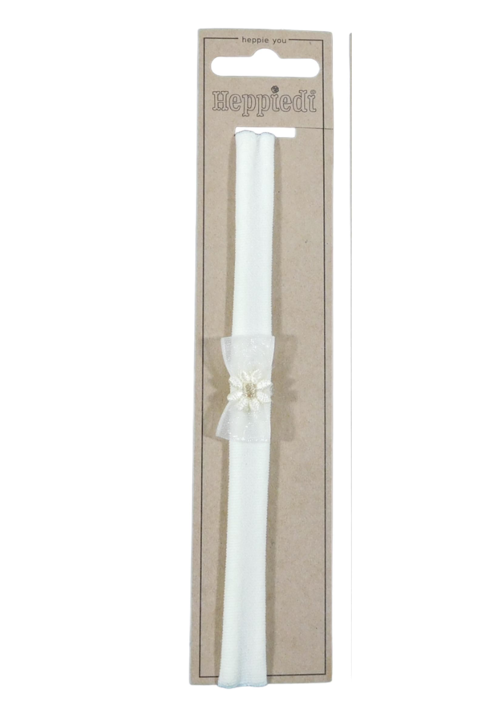 Heppidie  haarband  smal ecru  met strikje organza