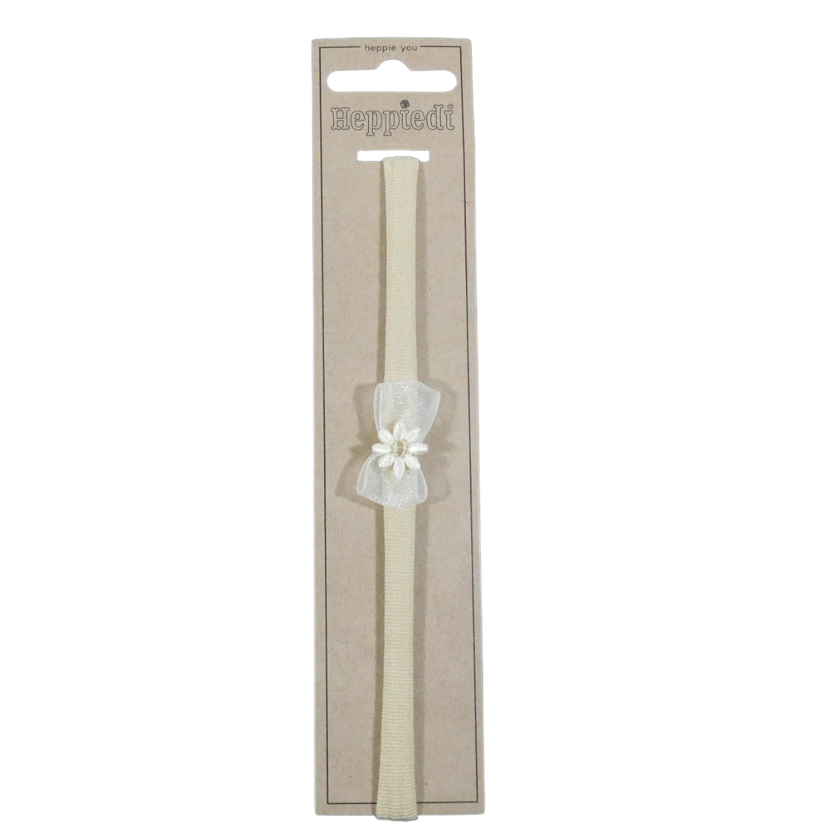 Heppidie haarband smalzand met strikje organza
