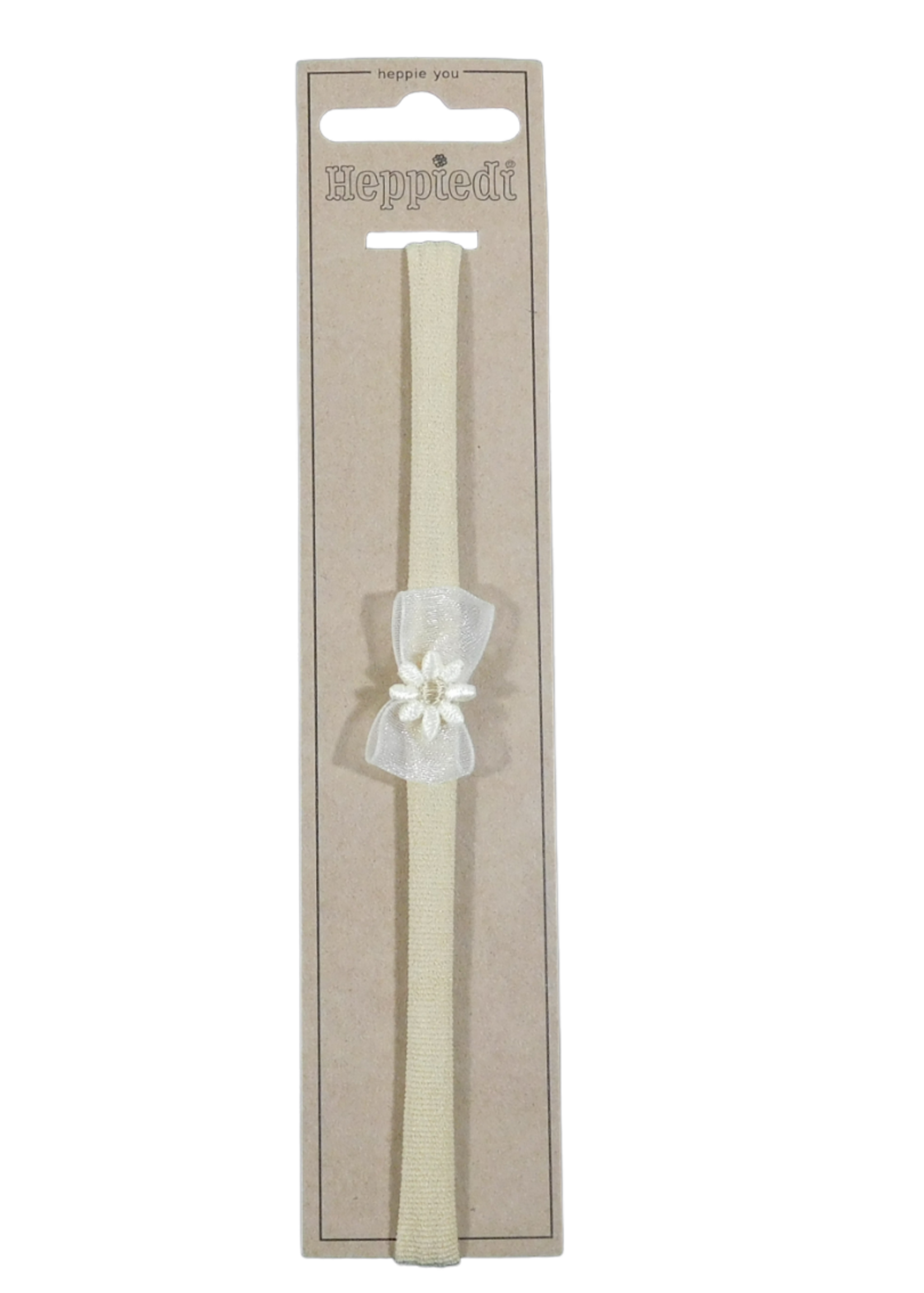 Heppidie haarband smalzand met strikje organza