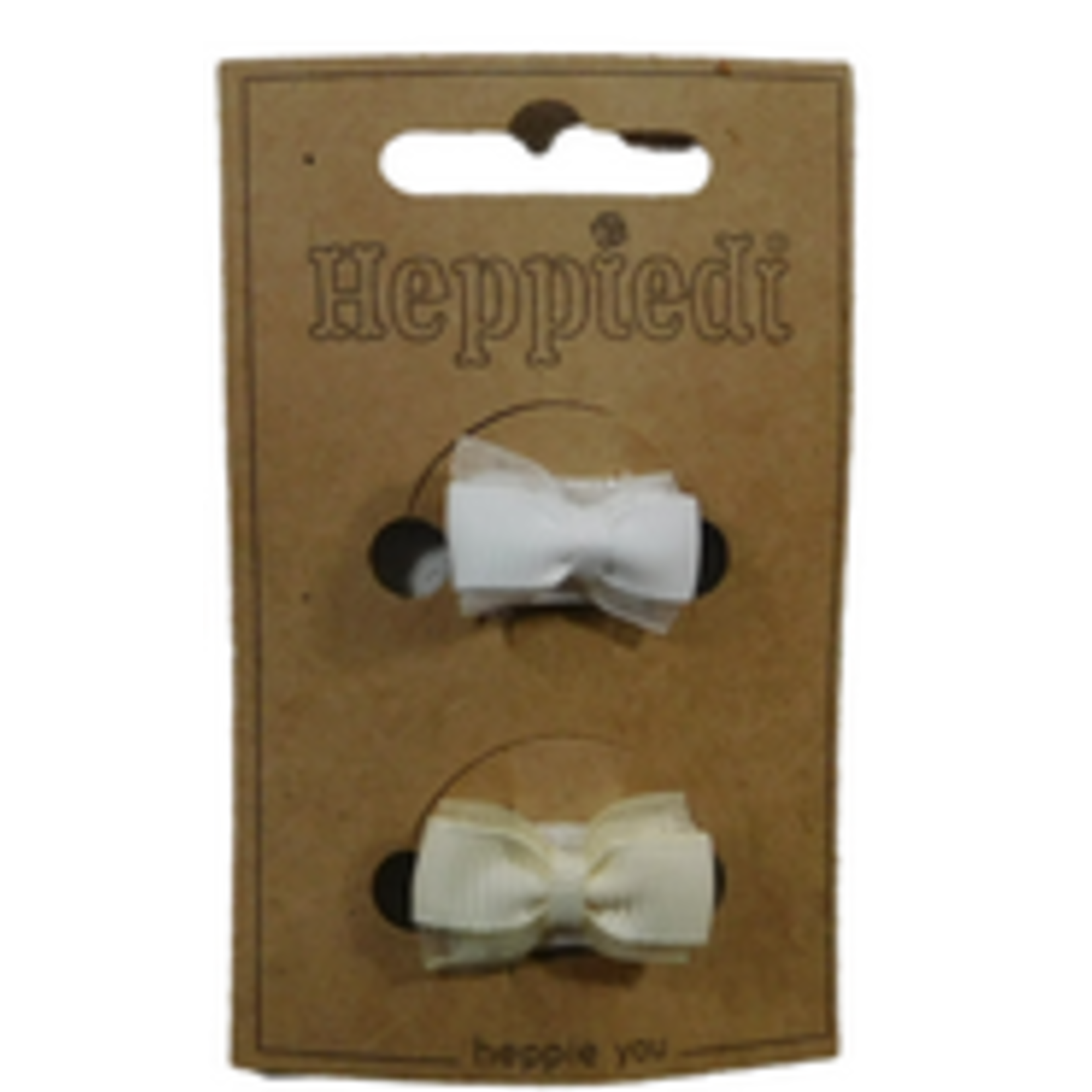 Heppidie  Klittenbandje strikje ribs/organza wit zand
