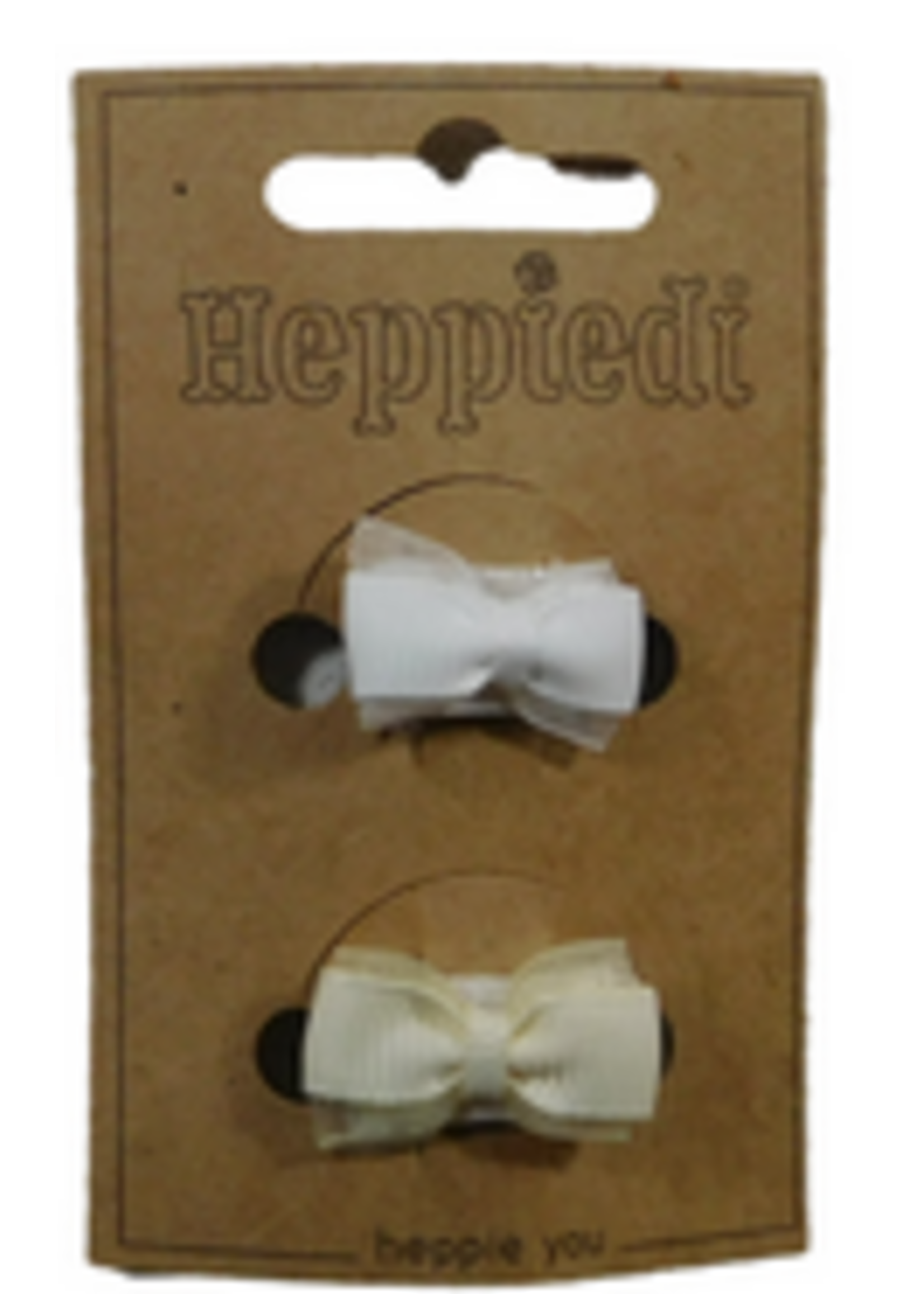 Heppidie  Klittenbandje strikje ribs/organza wit zand