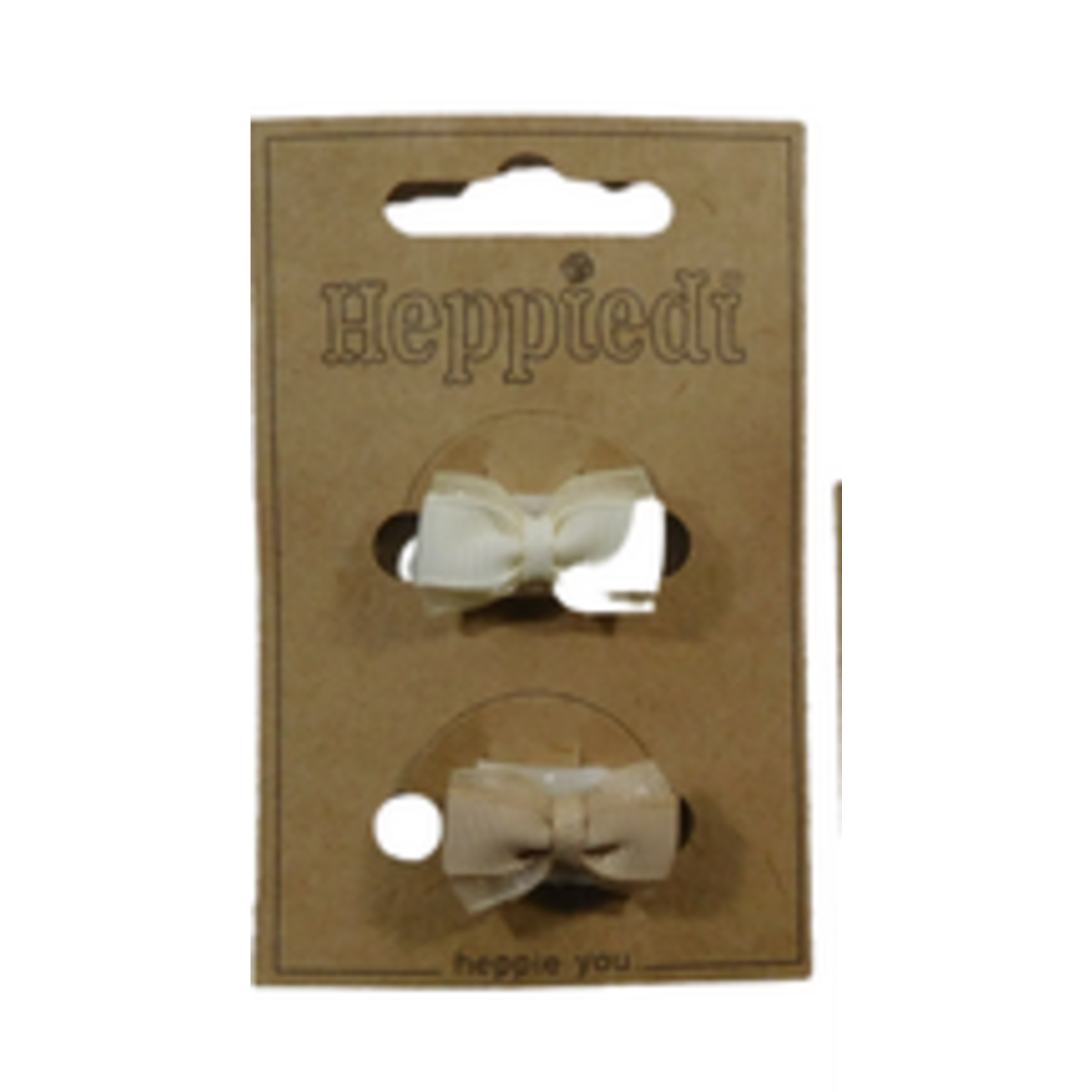 Heppidie  Klittenbandje strikje ribs/organza off white zand
