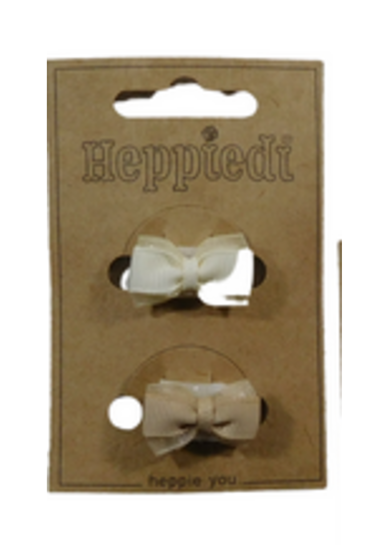 Heppidie  Klittenbandje strikje ribs/organza off white zand