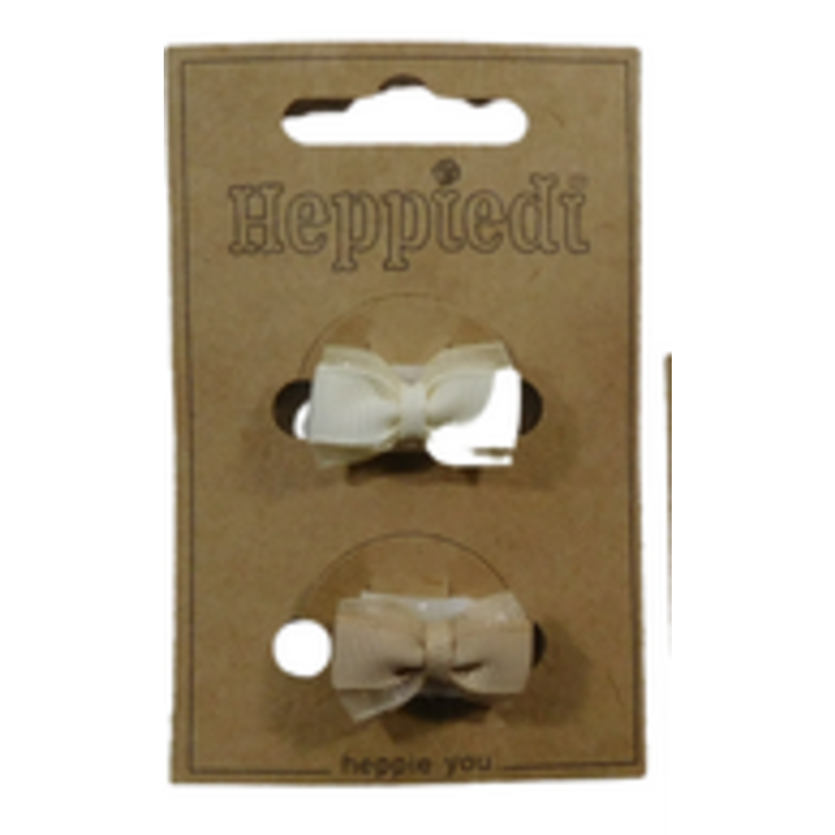 Heppidie  Klittenbandje strikje ribs/organza  zand/off white