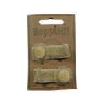 Heppidie  Haarknijper groot lurex met bloem voile ecru